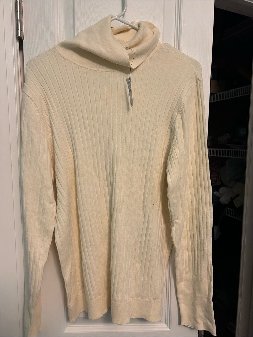 Talbots Cream Ribbed Cowl Neck Sweater